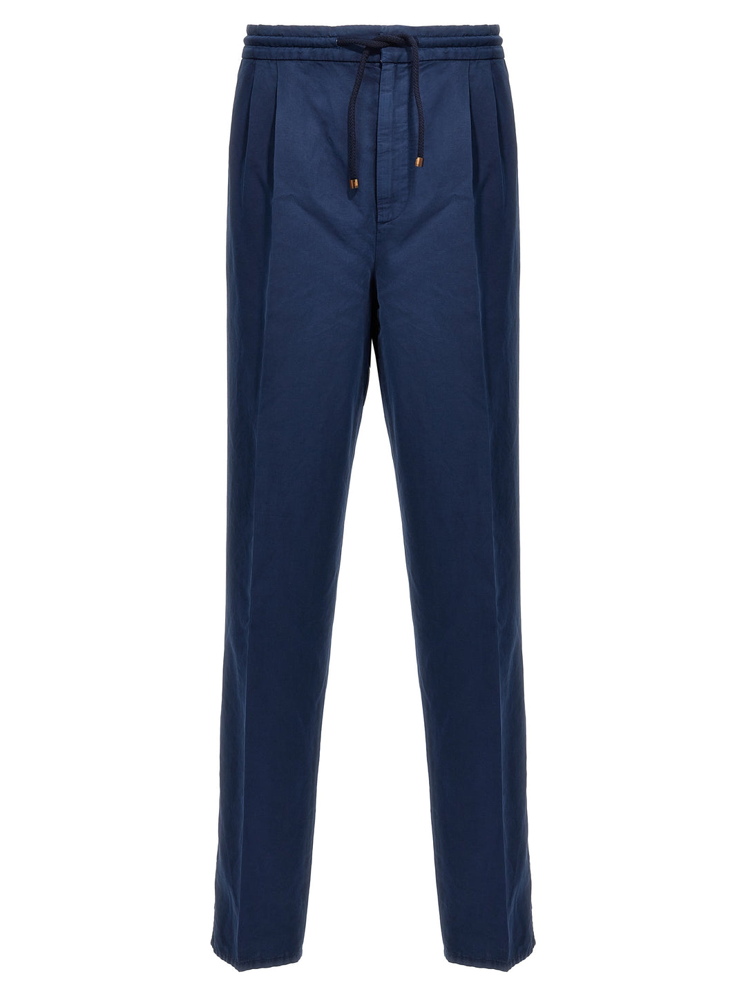 Linen Blend Trousers Pants Blue