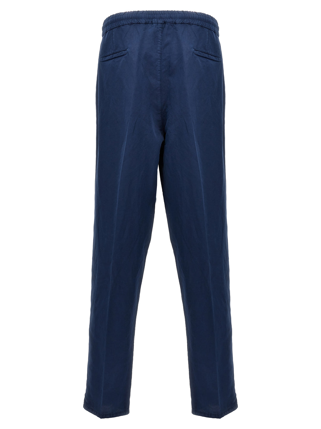 Linen Blend Trousers Pants Blue