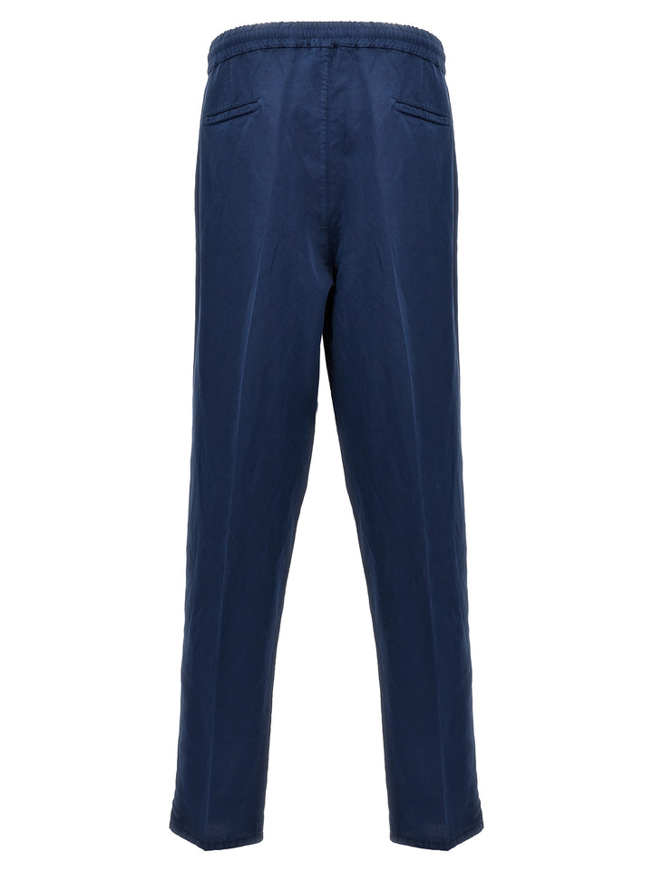 Linen Blend Trousers Pants Blue