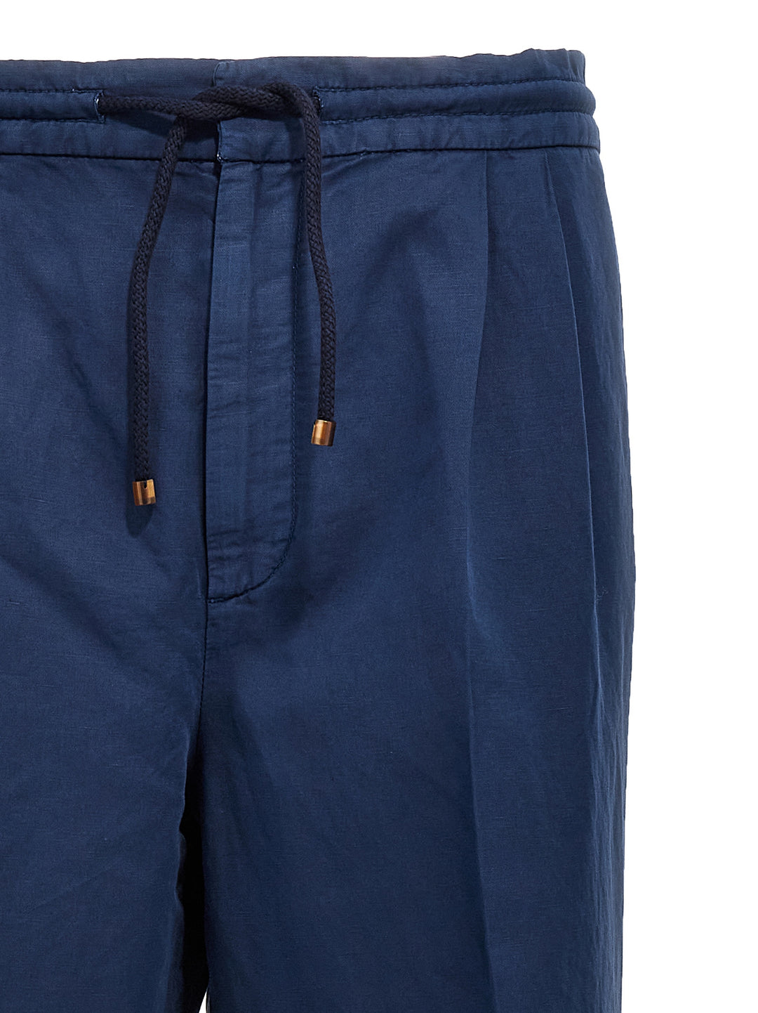 Linen Blend Trousers Pants Blue