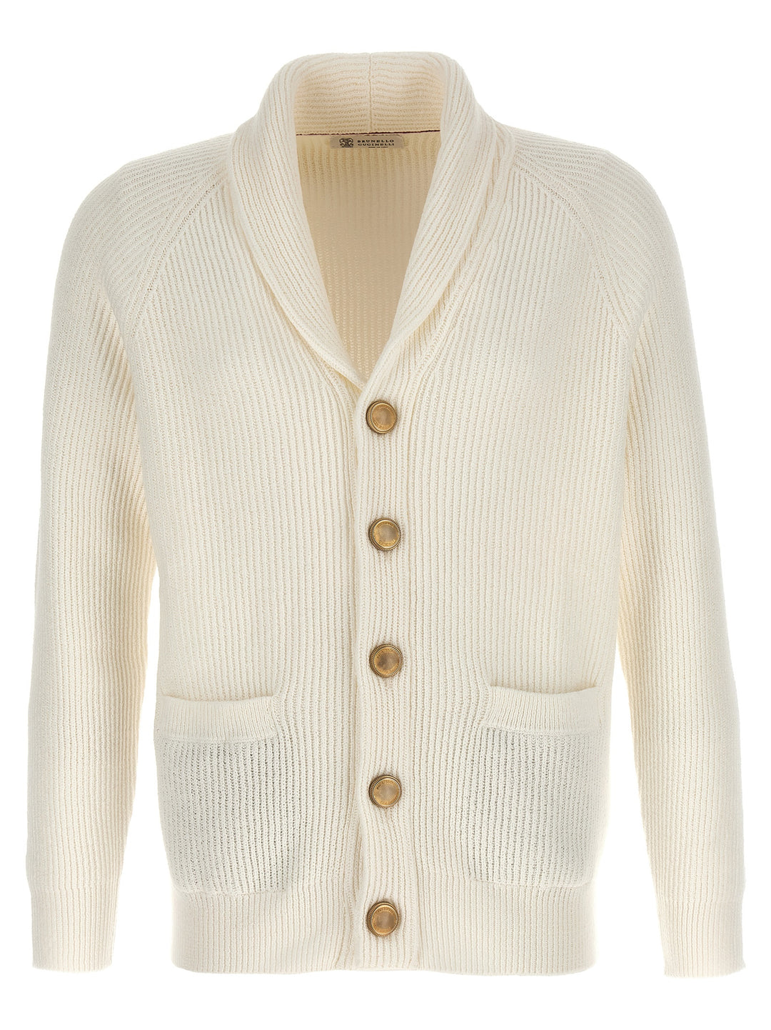 Logo Buttons Cardigan Sweater, Cardigans White