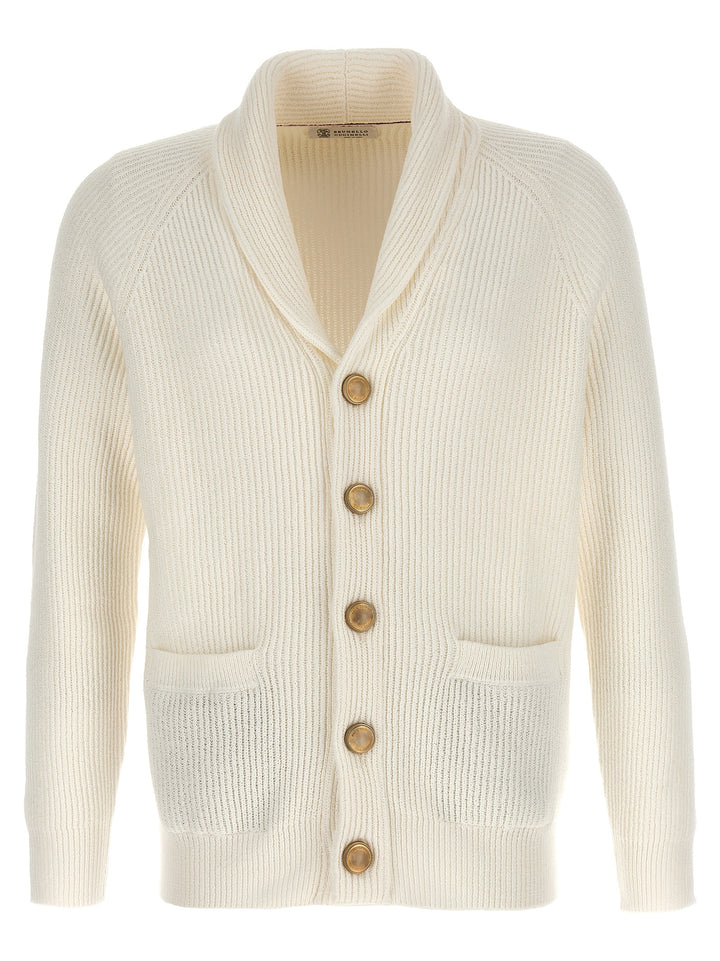 Logo Buttons Cardigan Sweater, Cardigans White