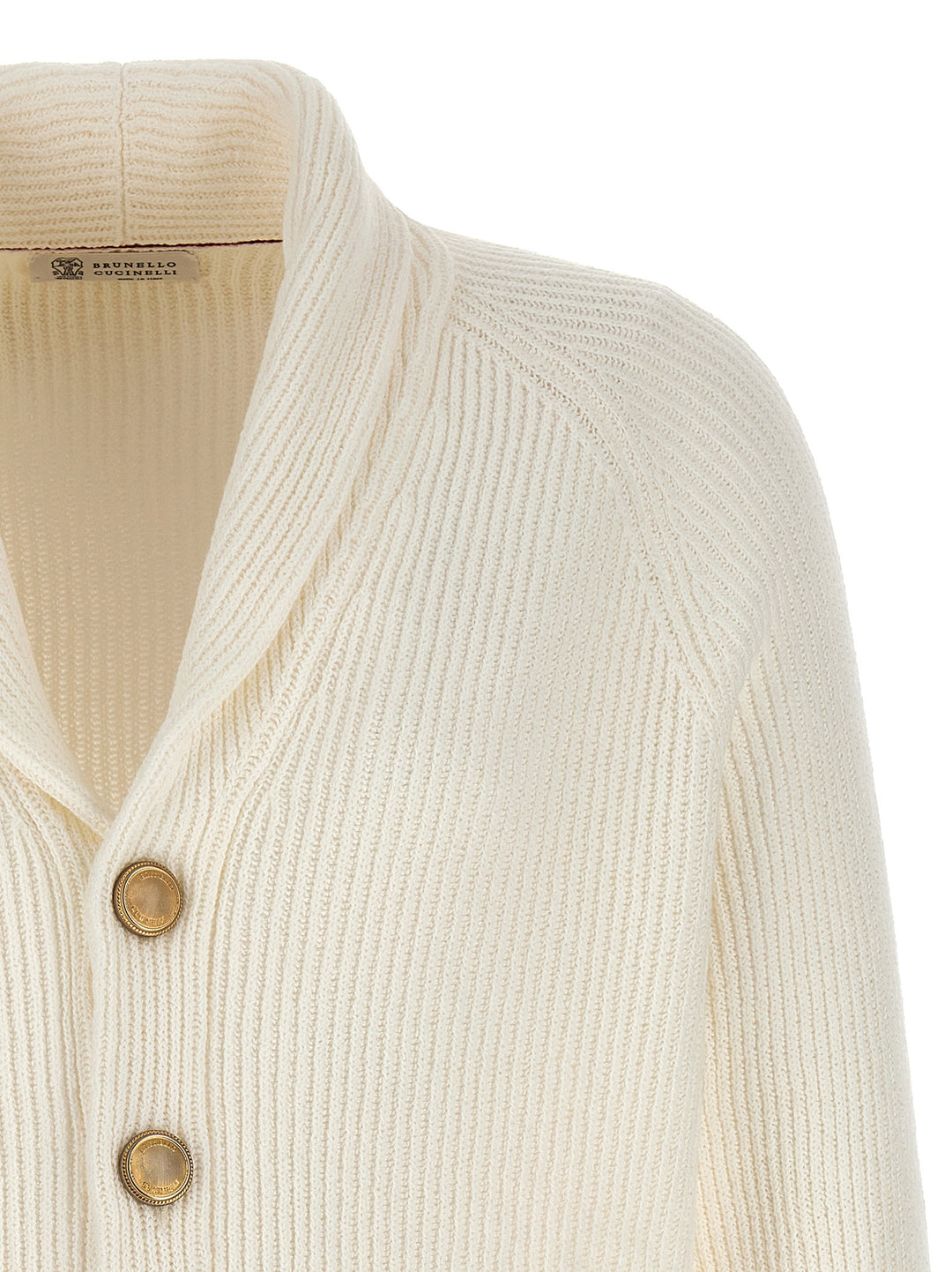 Logo Buttons Cardigan Sweater, Cardigans White