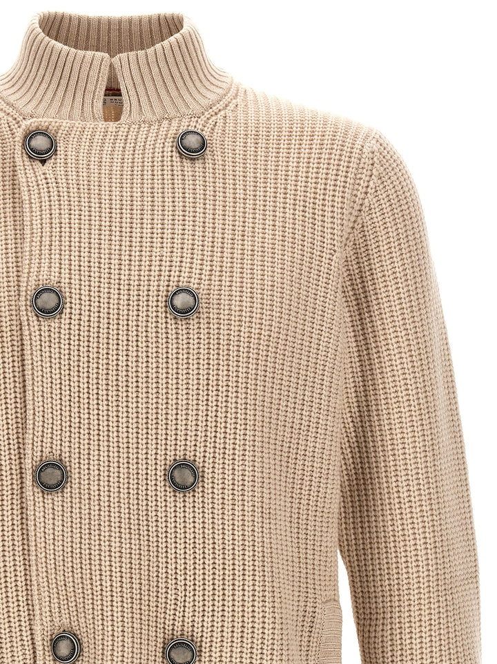 Double-Breasted Cardigan Sweater, Cardigans Beige