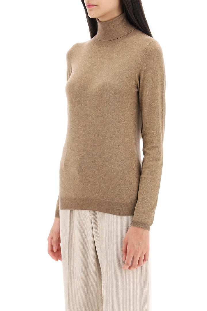 Turtleneck Sweater In Cashmere And Silk Lurex Knit - Brunello Cucinelli - Women