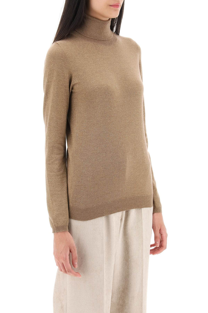 Turtleneck Sweater In Cashmere And Silk Lurex Knit - Brunello Cucinelli - Women