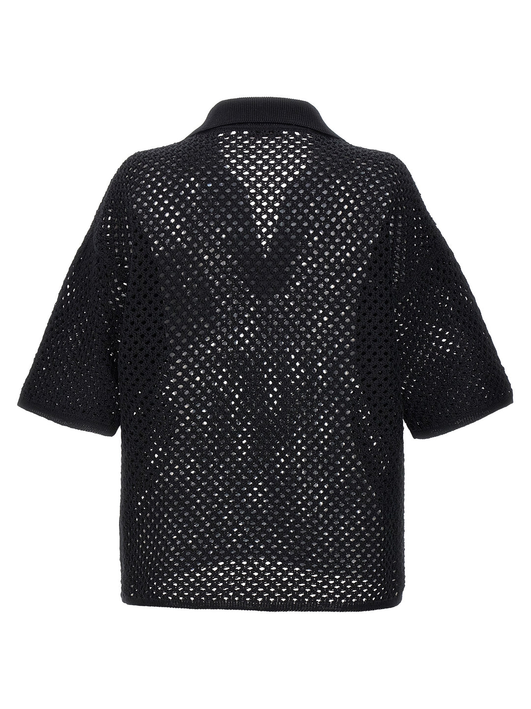 Openwork Fabric  Shirt Polo Black