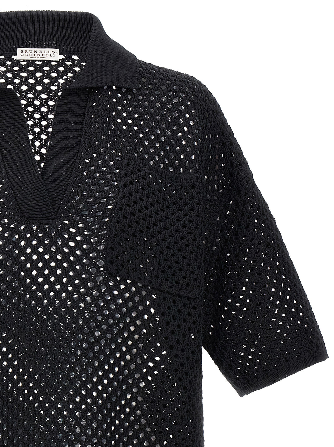 Openwork Fabric  Shirt Polo Black