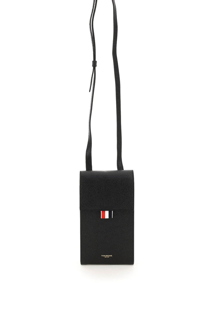 Pebble Grain Leather Phone Holder With Strap - Thom Browne - Men