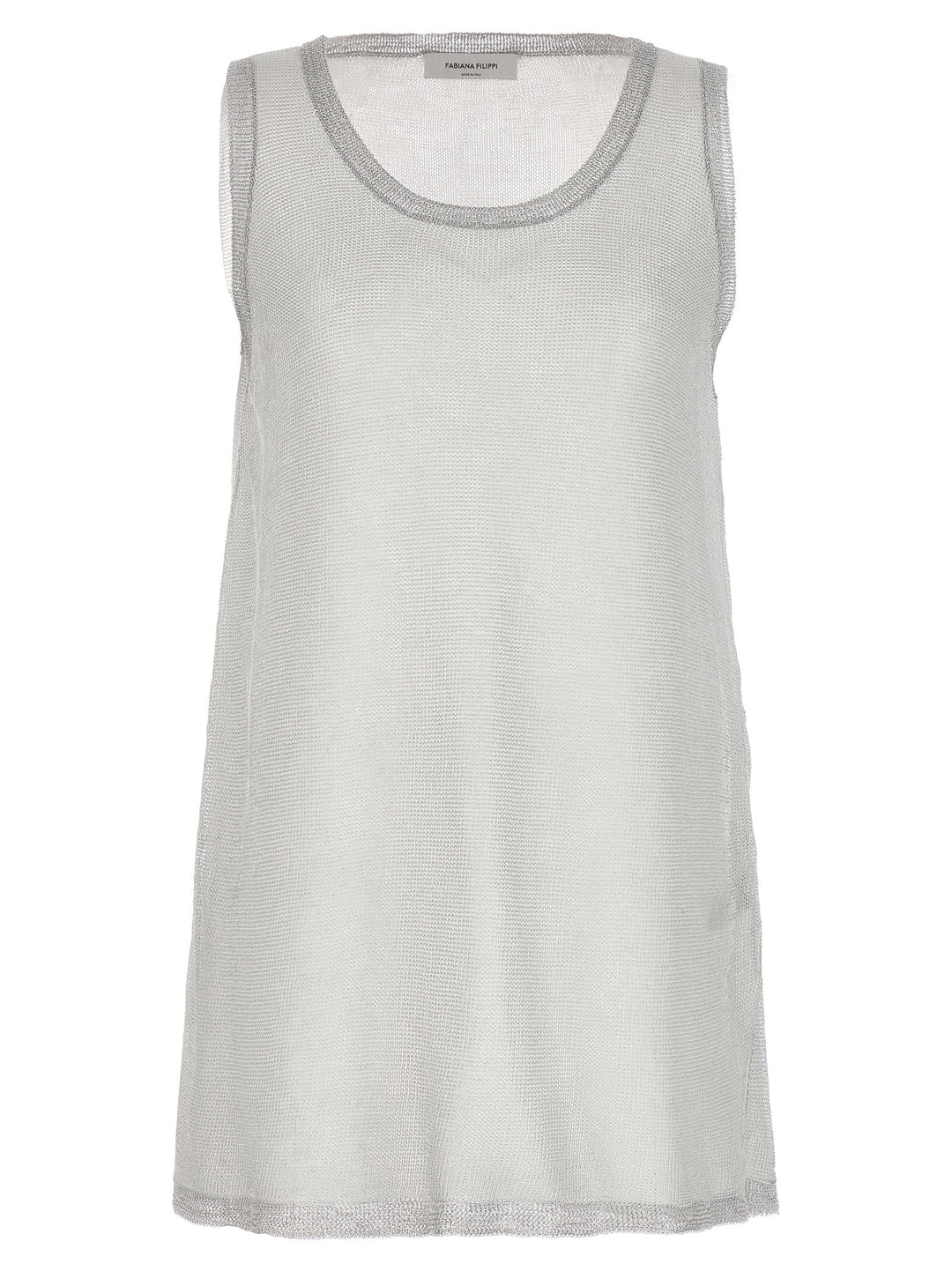 Laminated Yarn Tank Top Tops Silver