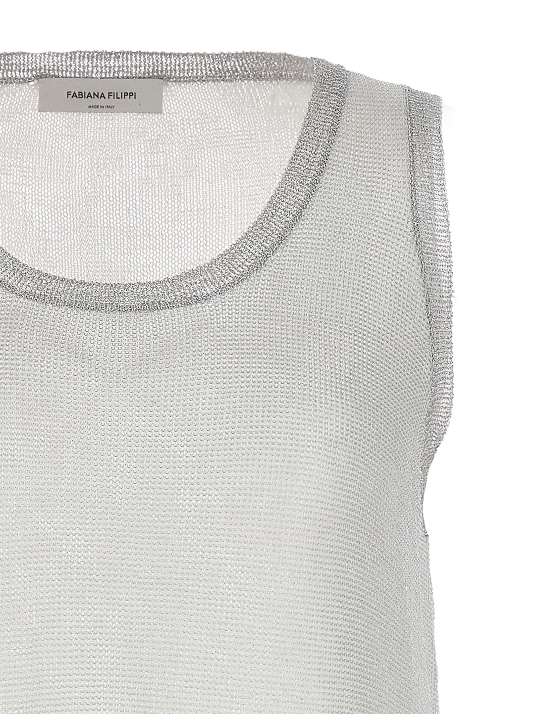 Laminated Yarn Tank Top Tops Silver