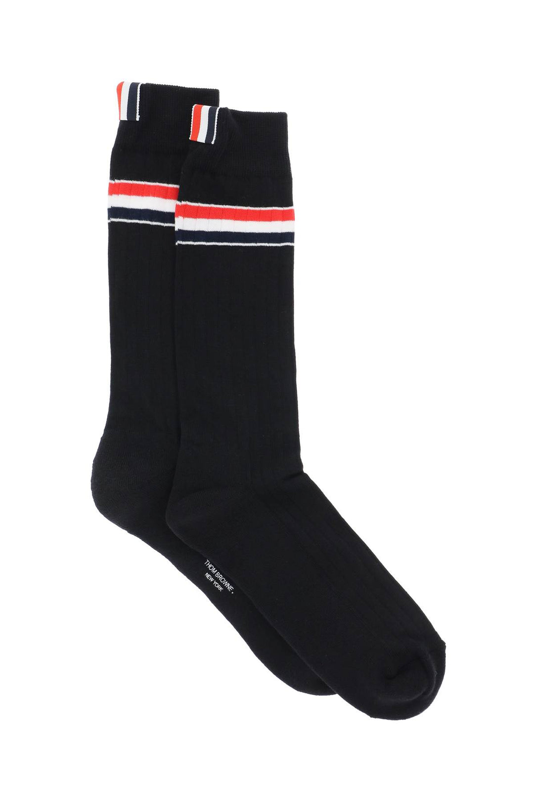 Mid Calf Socks With Stripe Detail - Thom Browne - Men