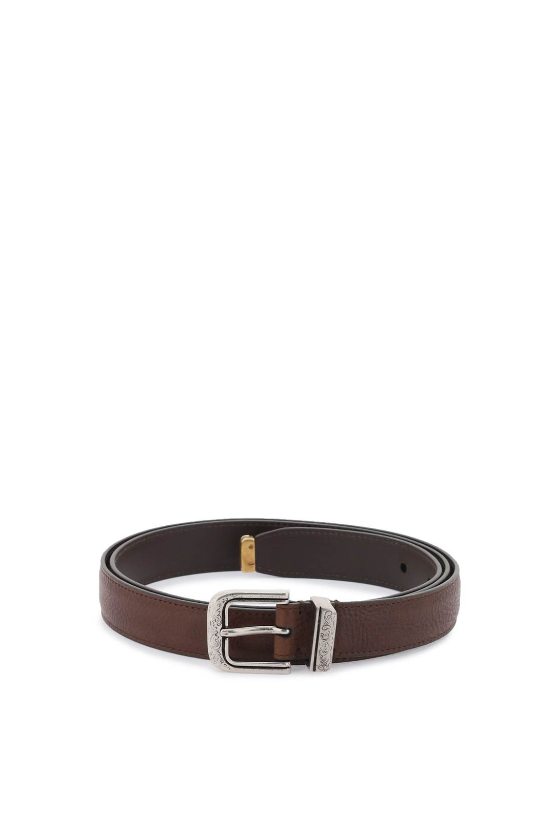 Leather Belt With Detailed Buckle - Brunello Cucinelli - Men