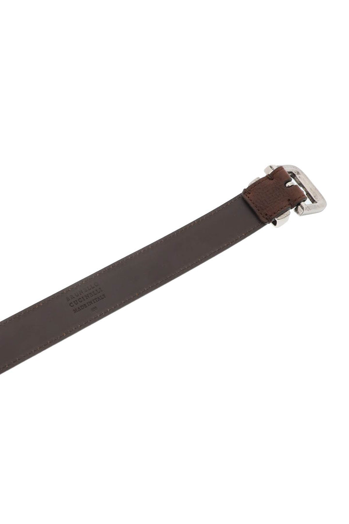 Leather Belt With Detailed Buckle - Brunello Cucinelli - Men