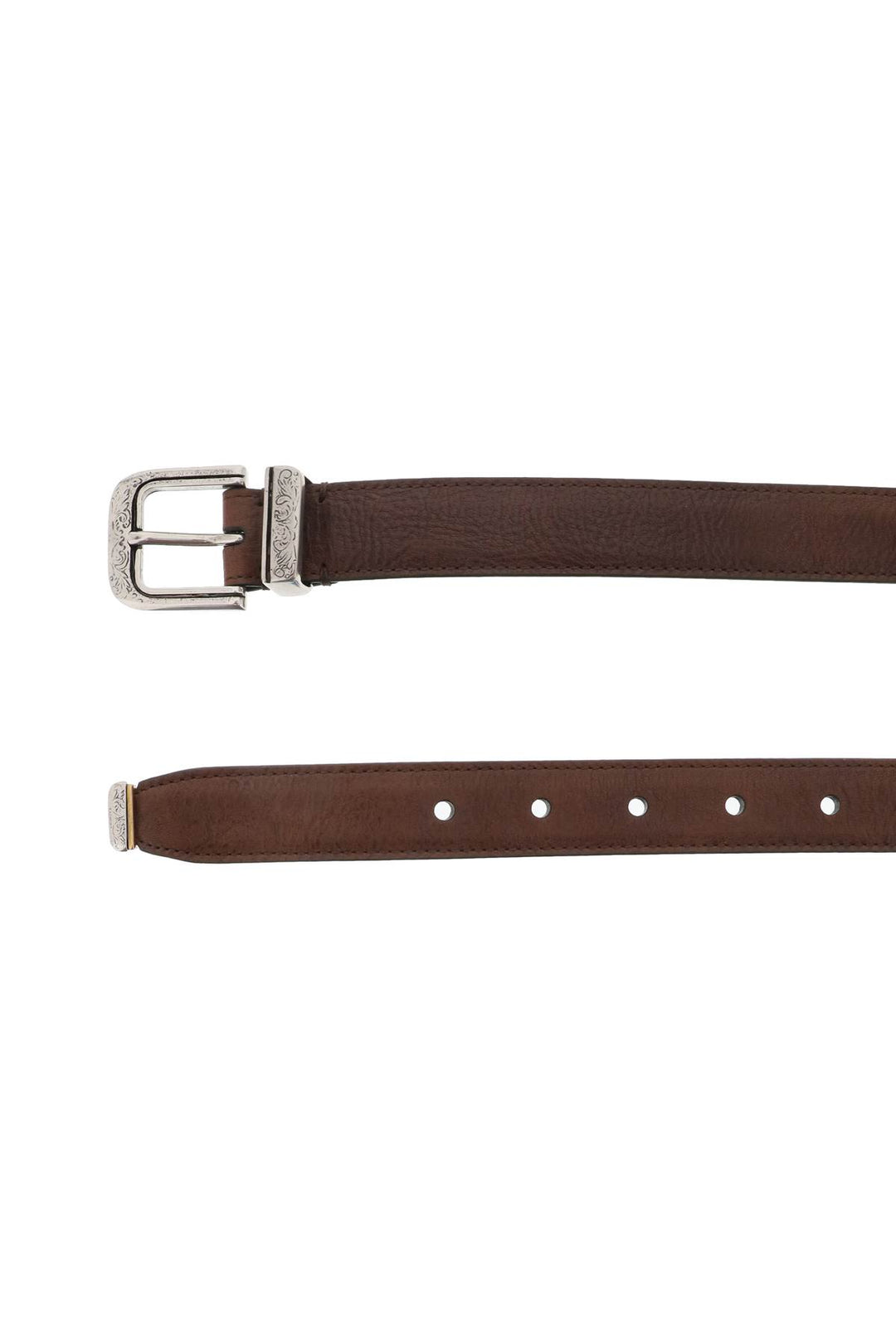 Leather Belt With Detailed Buckle - Brunello Cucinelli - Men