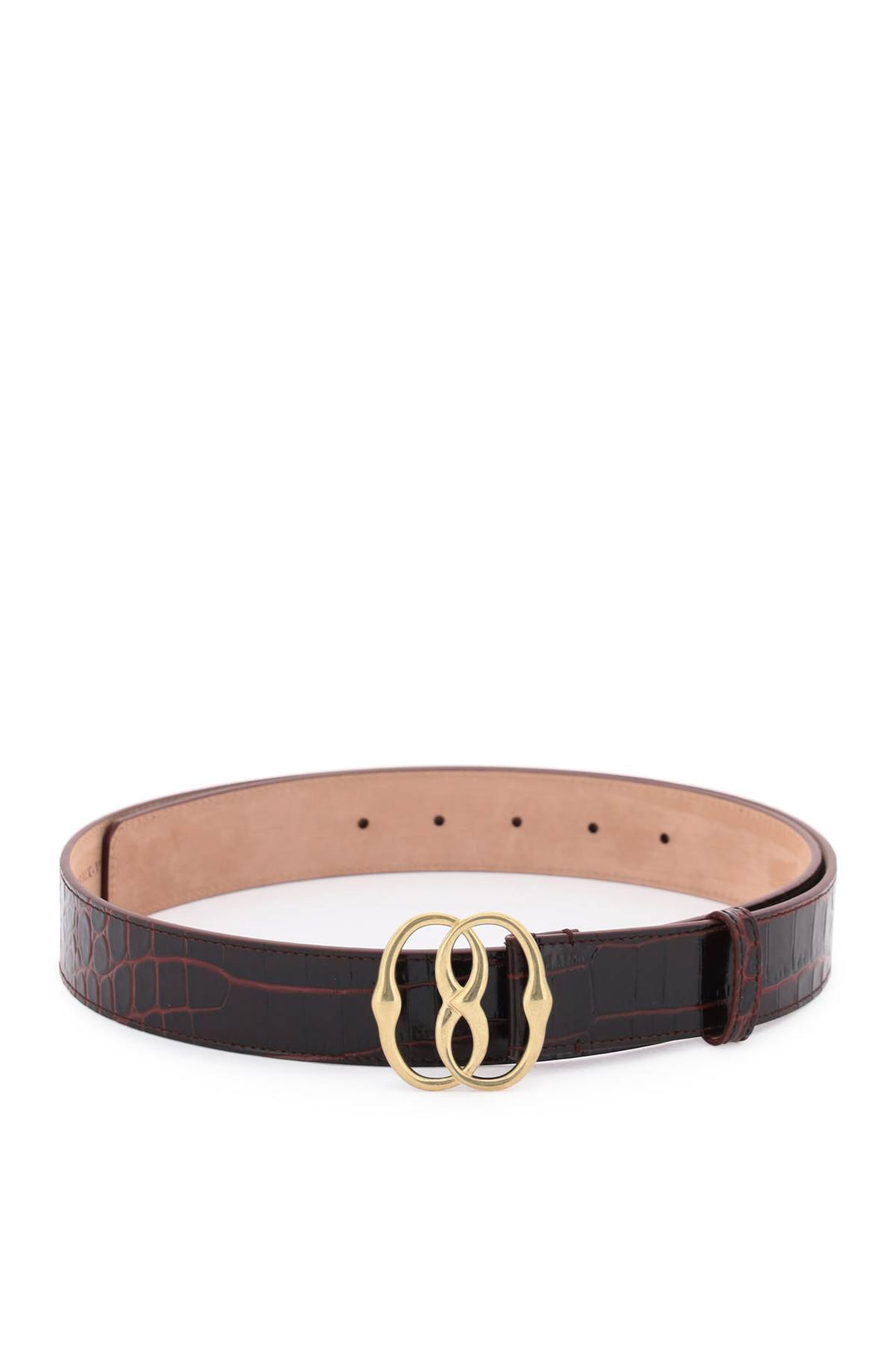 Croco Effect Leather Belt With Emblem Buckle - Bally - Men