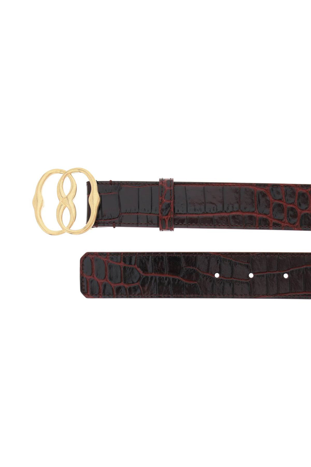 Croco Effect Leather Belt With Emblem Buckle - Bally - Men