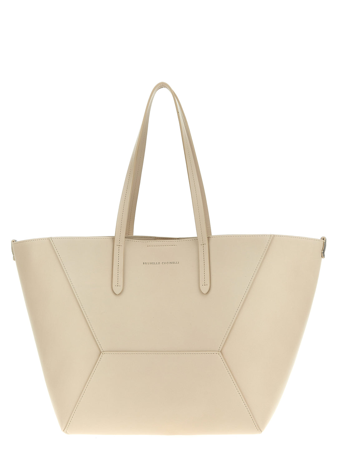 Leather Shopping Bag Tote Bag Beige