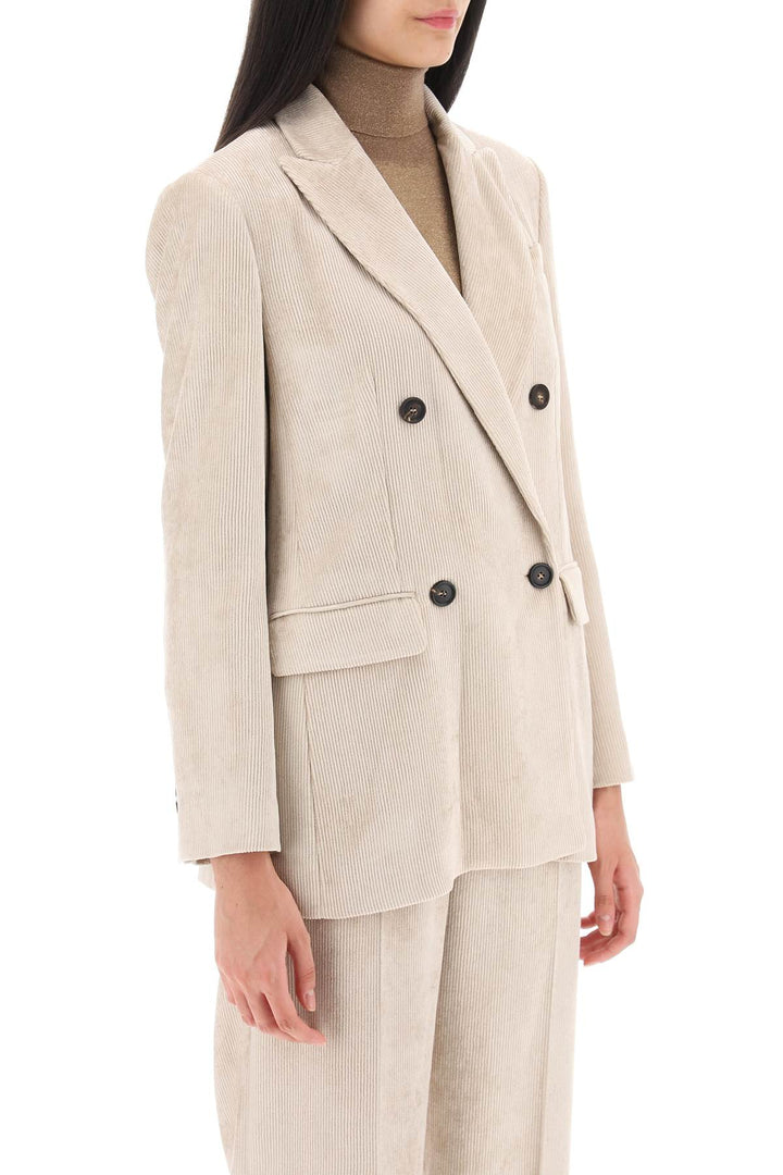 Deconstructed Double Breasted Blazer In Corduroy - Brunello Cucinelli - Women