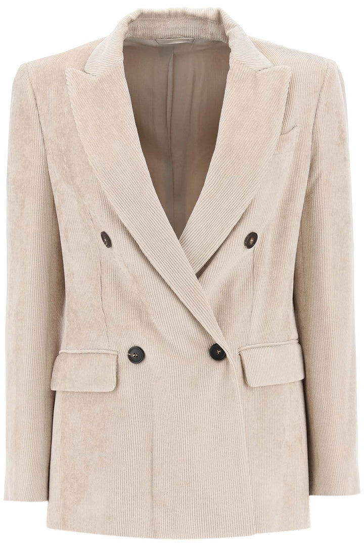 Deconstructed Double Breasted Blazer In Corduroy - Brunello Cucinelli - Women