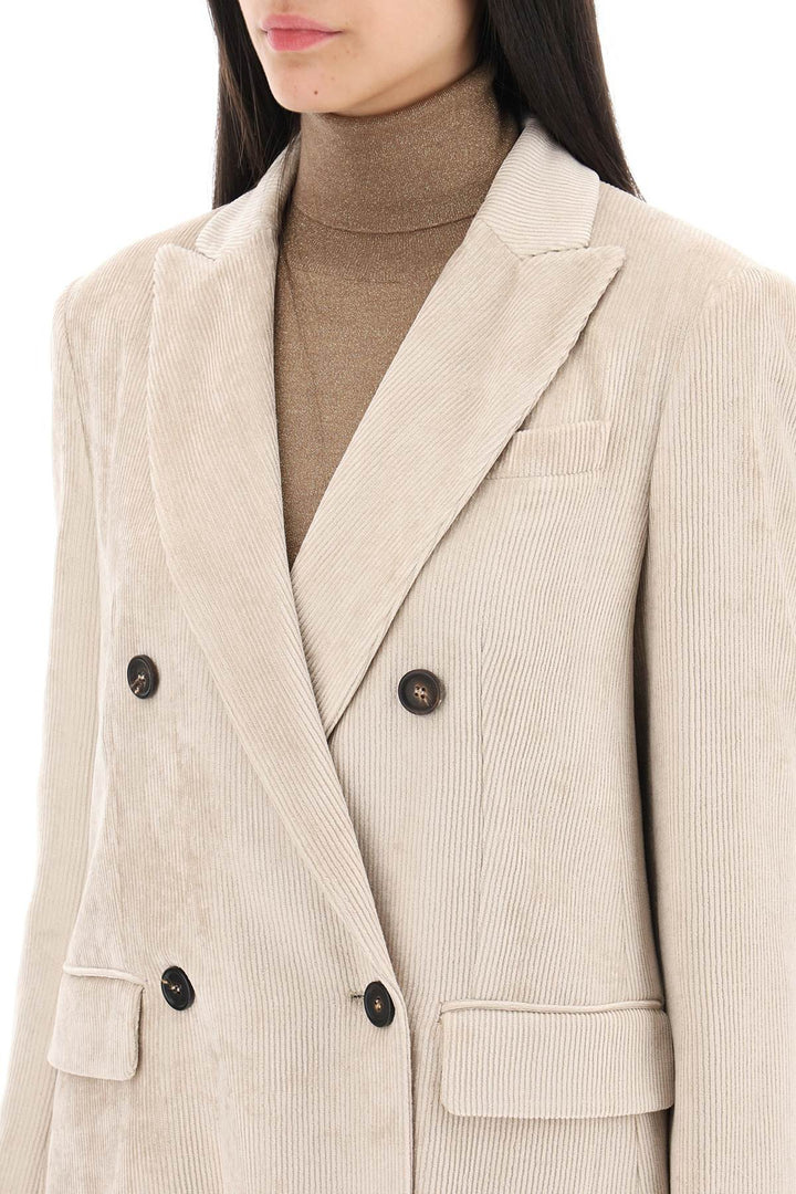 Deconstructed Double Breasted Blazer In Corduroy - Brunello Cucinelli - Women