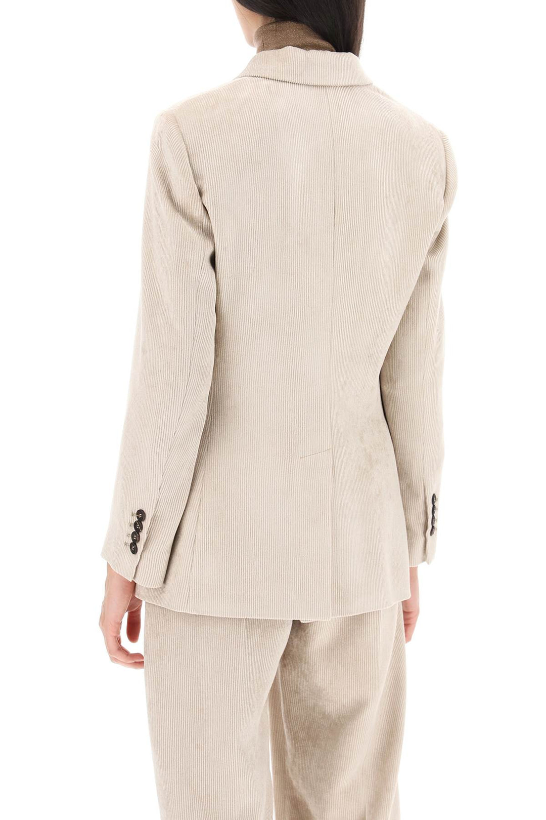 Deconstructed Double Breasted Blazer In Corduroy - Brunello Cucinelli - Women