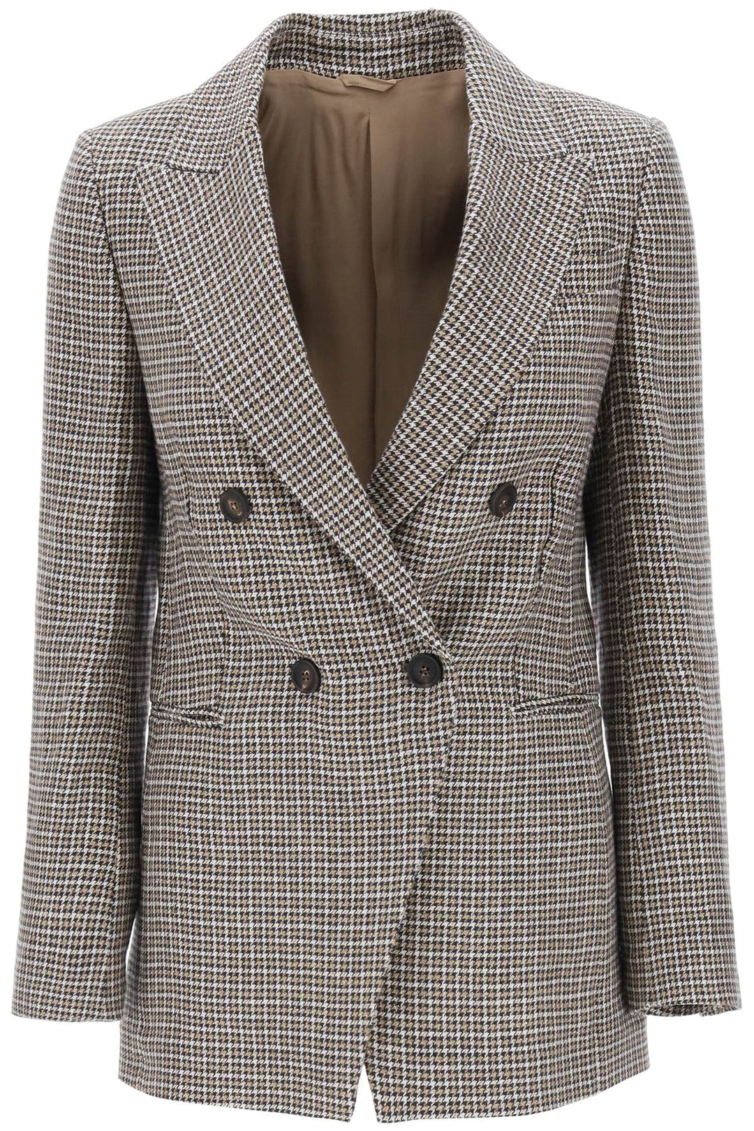 Houndstooth Blazer In Sparkling Linen - Brunello Cucinelli - Women