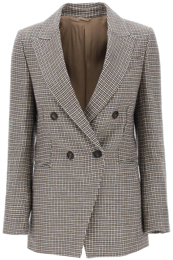 Houndstooth Blazer In Sparkling Linen - Brunello Cucinelli - Women