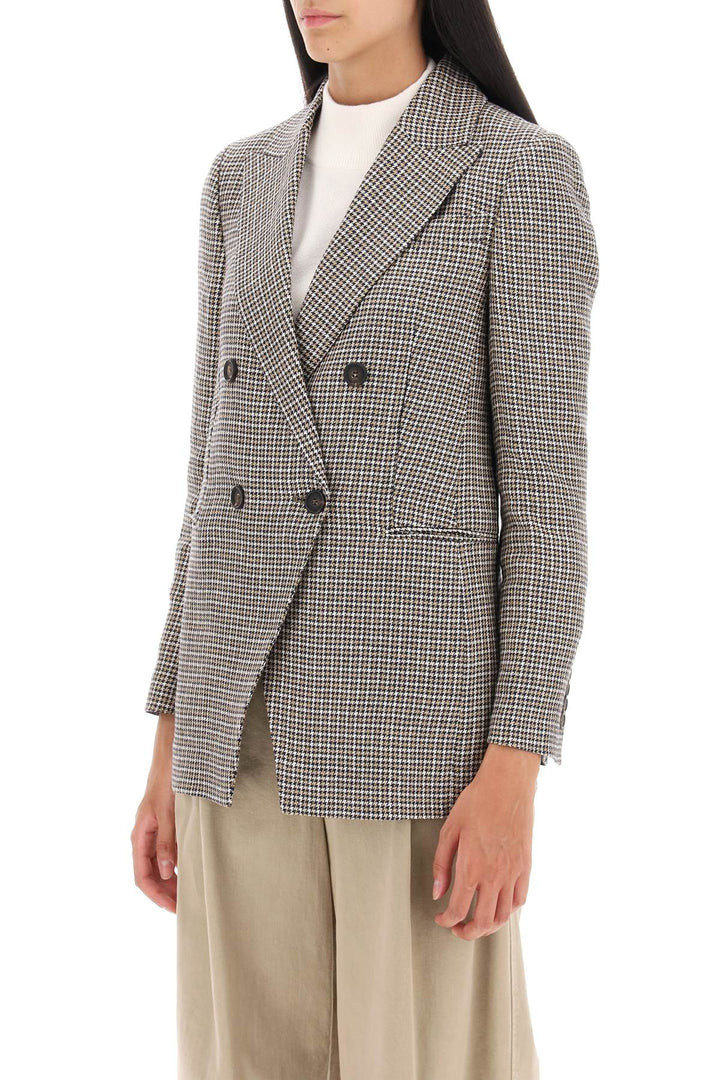 Houndstooth Blazer In Sparkling Linen - Brunello Cucinelli - Women