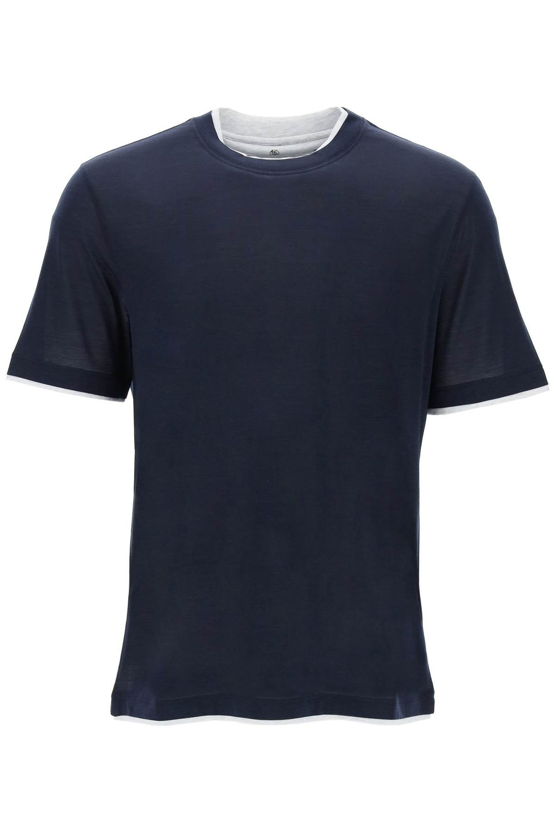 Layered Effect T Shirt In Silk And Cotton - Brunello Cucinelli - Men