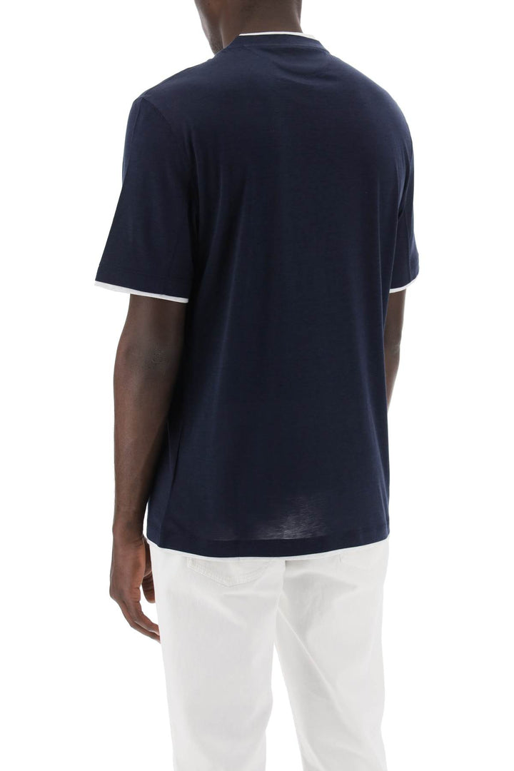 Layered Effect T Shirt In Silk And Cotton - Brunello Cucinelli - Men