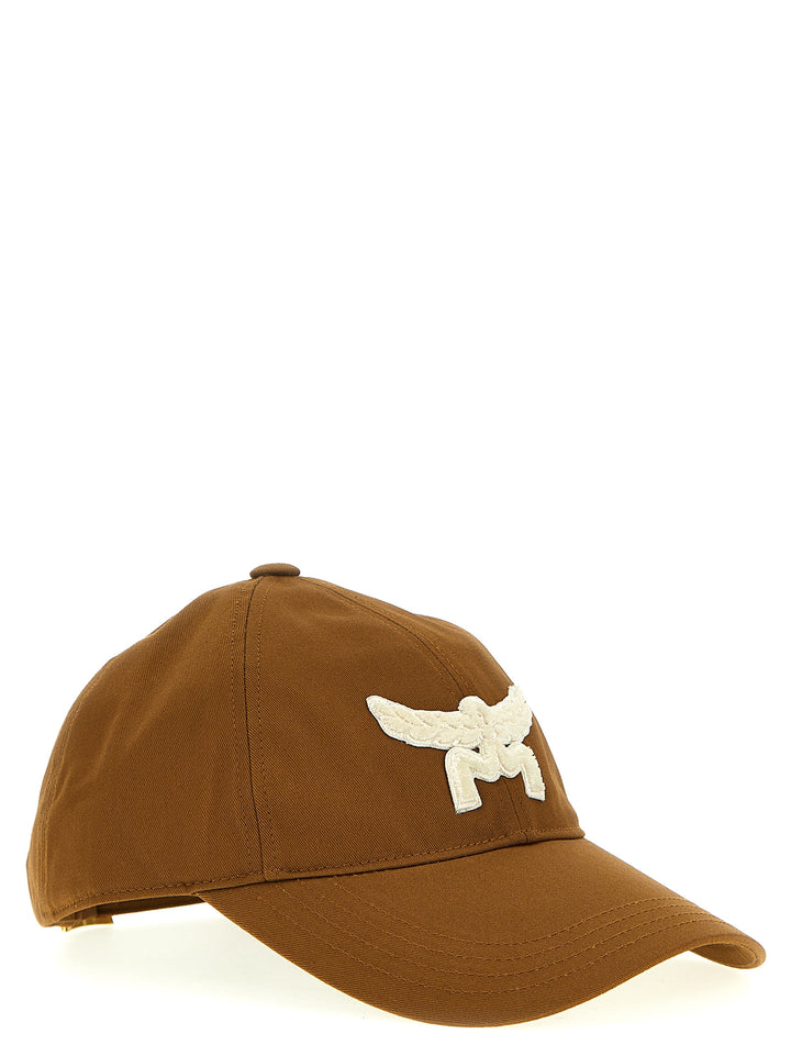 Flocked Logo Cap Hats Brown