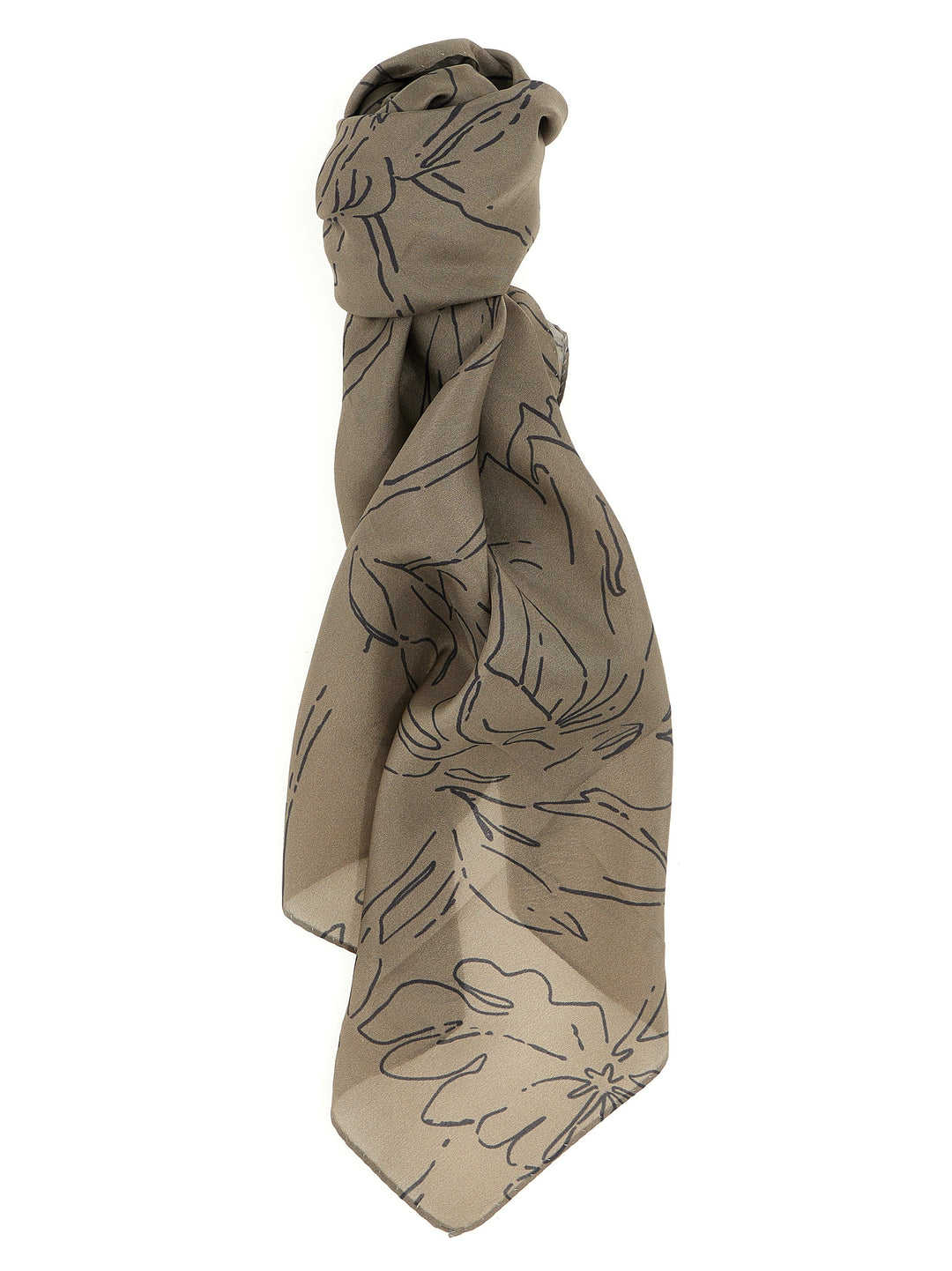 Printed Silk Scarf Scarves, Foulards Gray