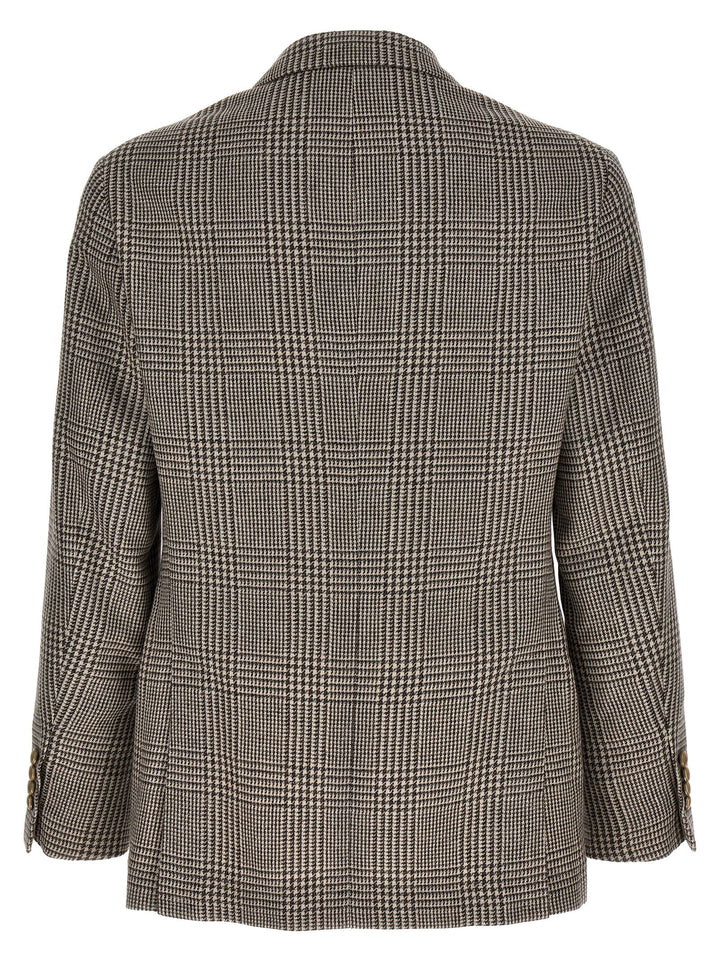 Check Double-Breasted Blazer Jackets Gray