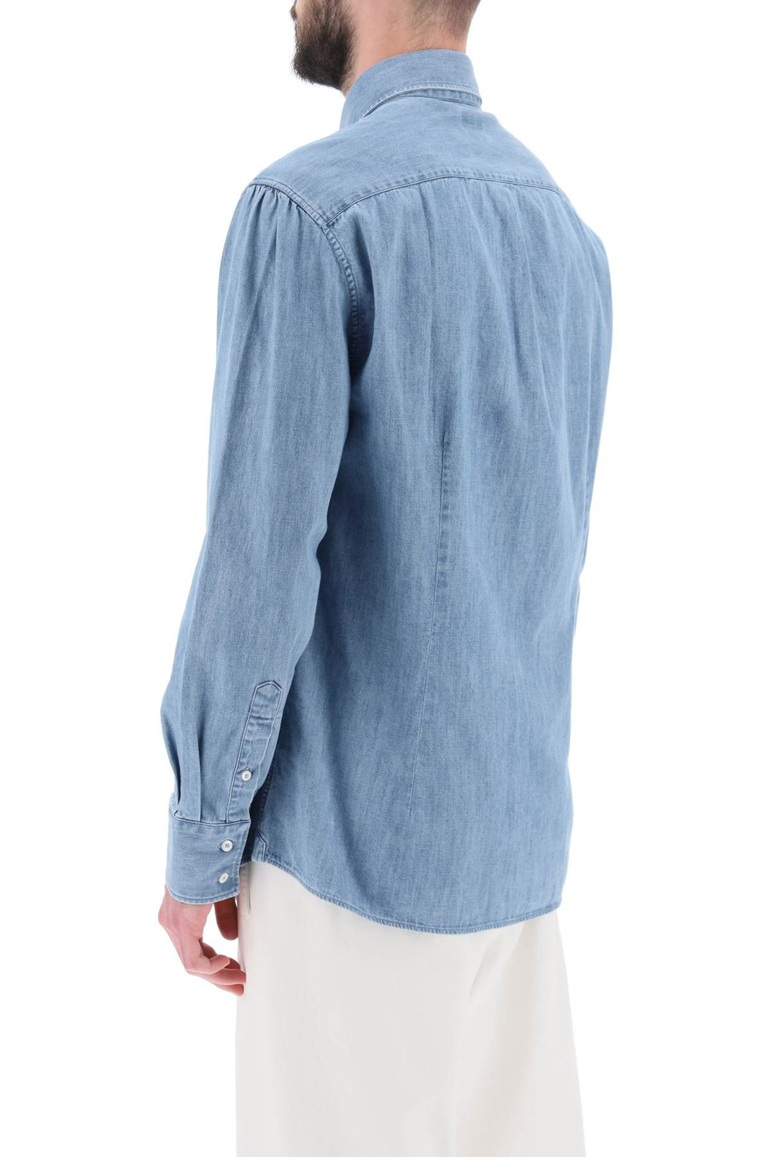 Shirt In Denim With Light Wash - Brunello Cucinelli - Men