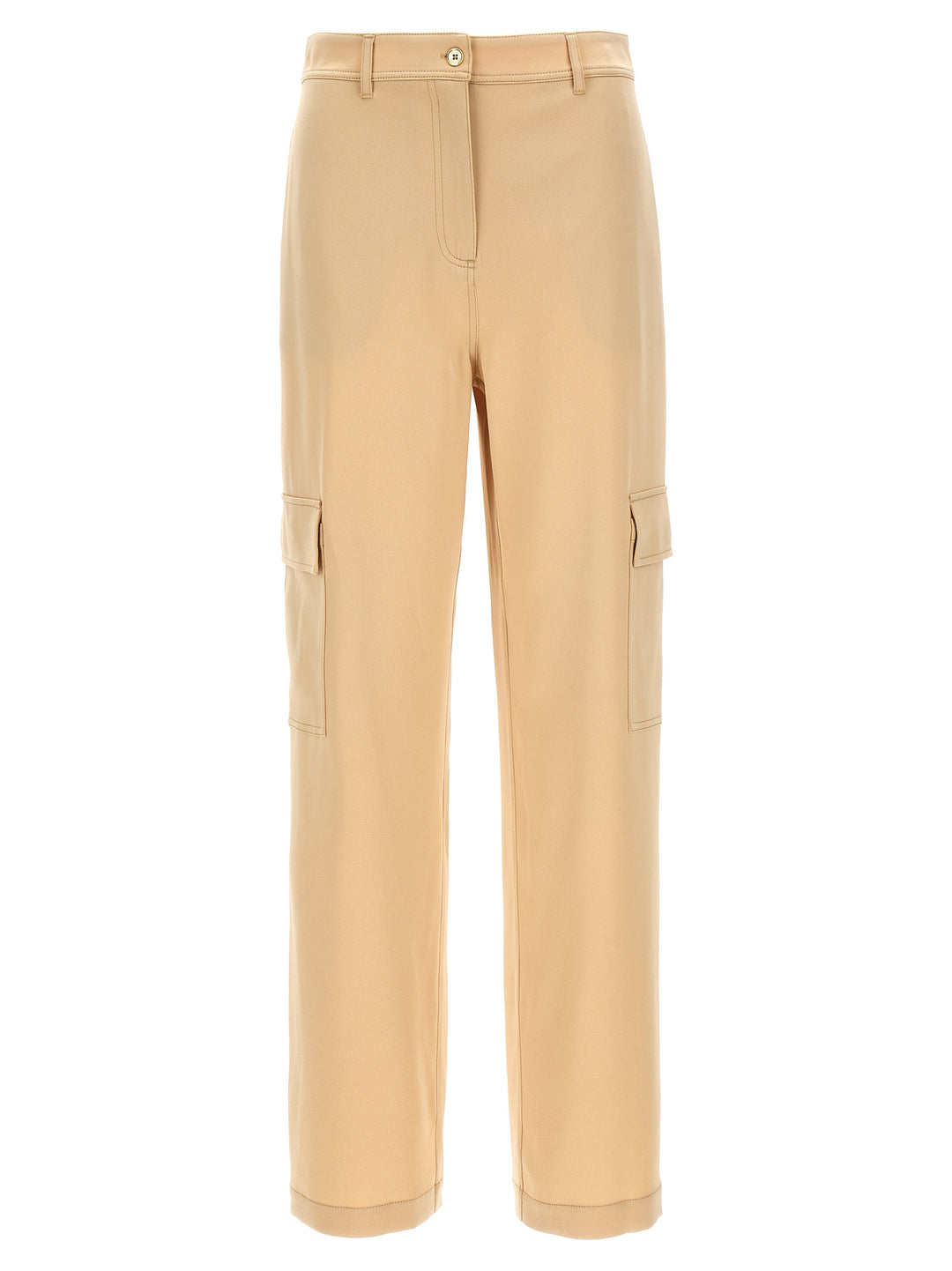 Satin Cargo Pants Beige