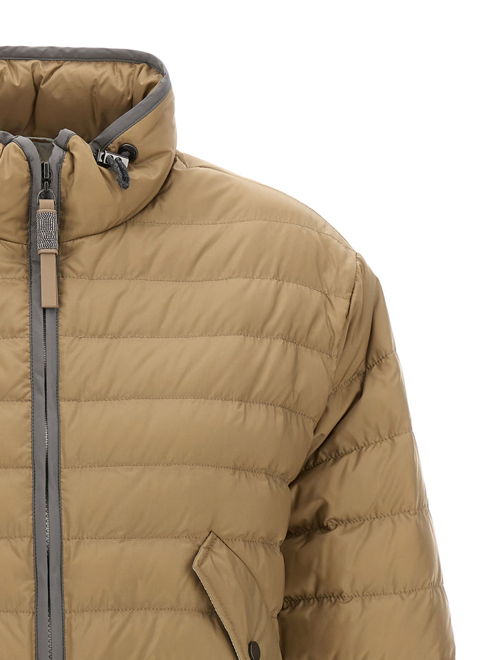 Monile Detail Down Jacket Casual Jackets, Parka Beige