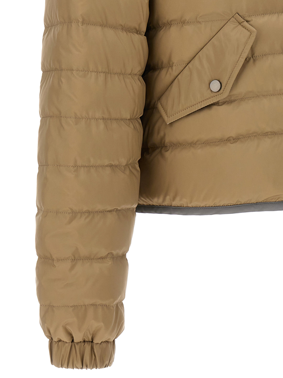 Monile Detail Down Jacket Casual Jackets, Parka Beige