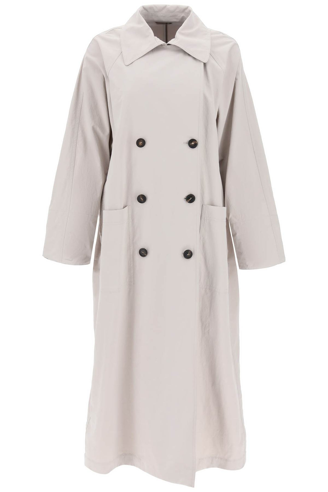 Double Breasted Trench Coat With Shiny Cuff Details - Brunello Cucinelli - Women