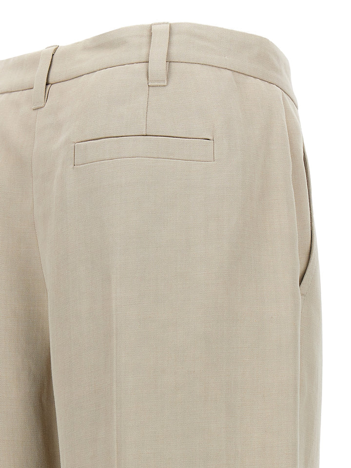 With Front Pleats Pants Beige