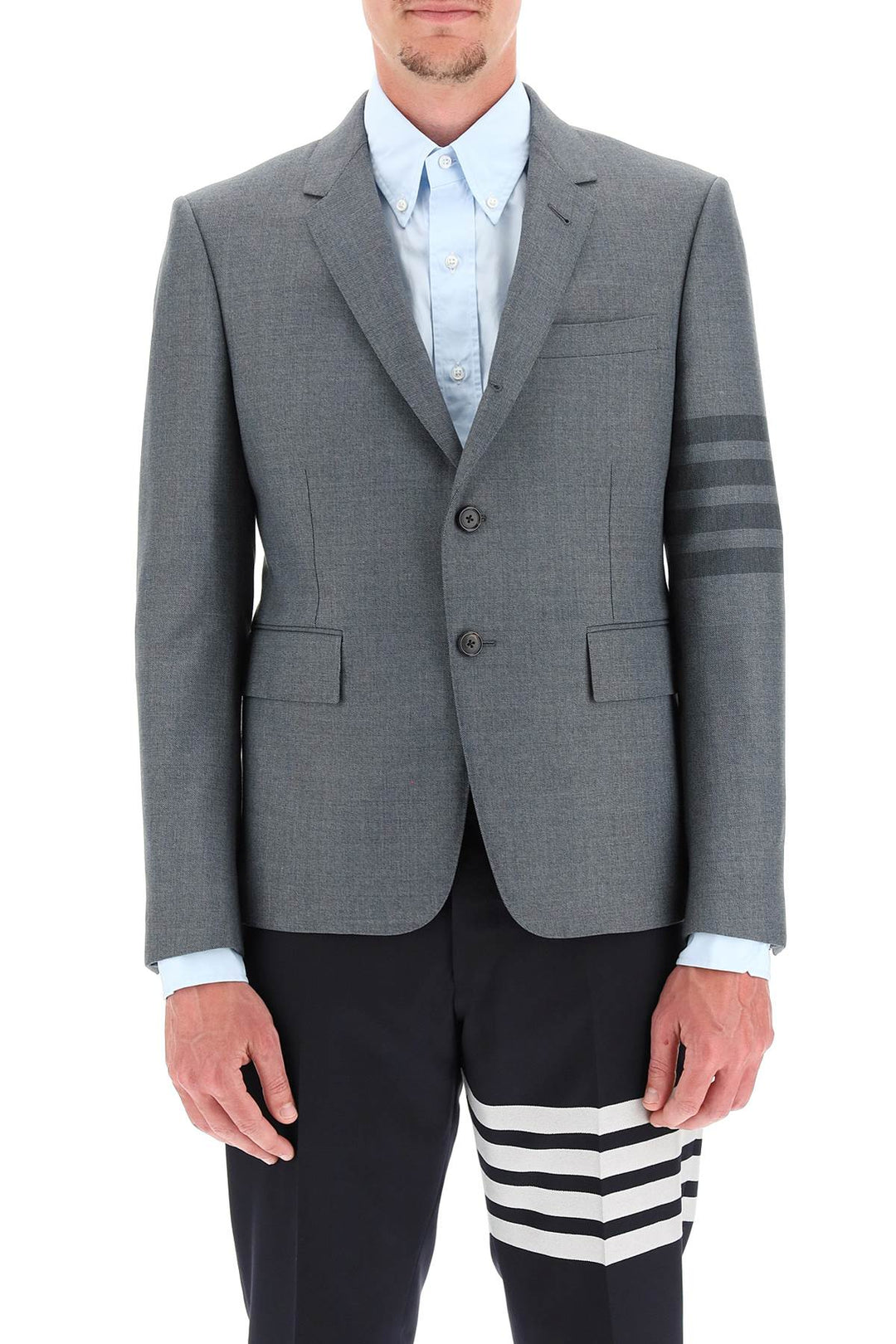 4 Bar Single Breasted Wool Blend Jacket - Thom Browne - Men