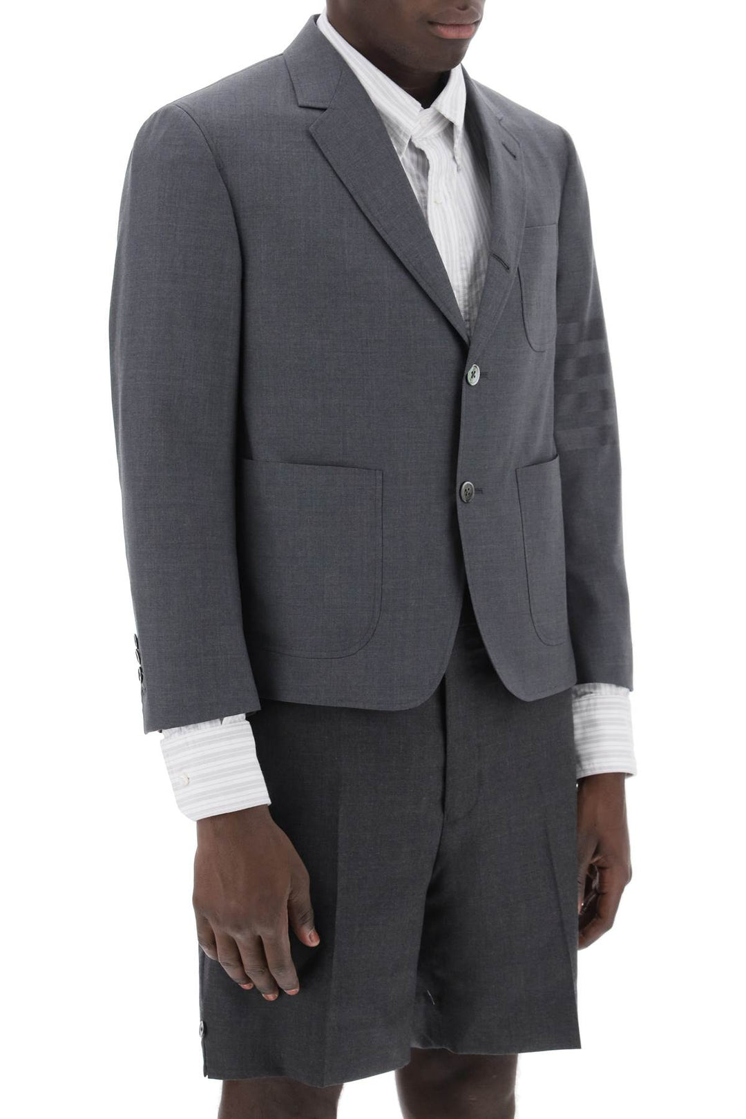 4 Bar Jacket In Light Wool - Thom Browne - Men