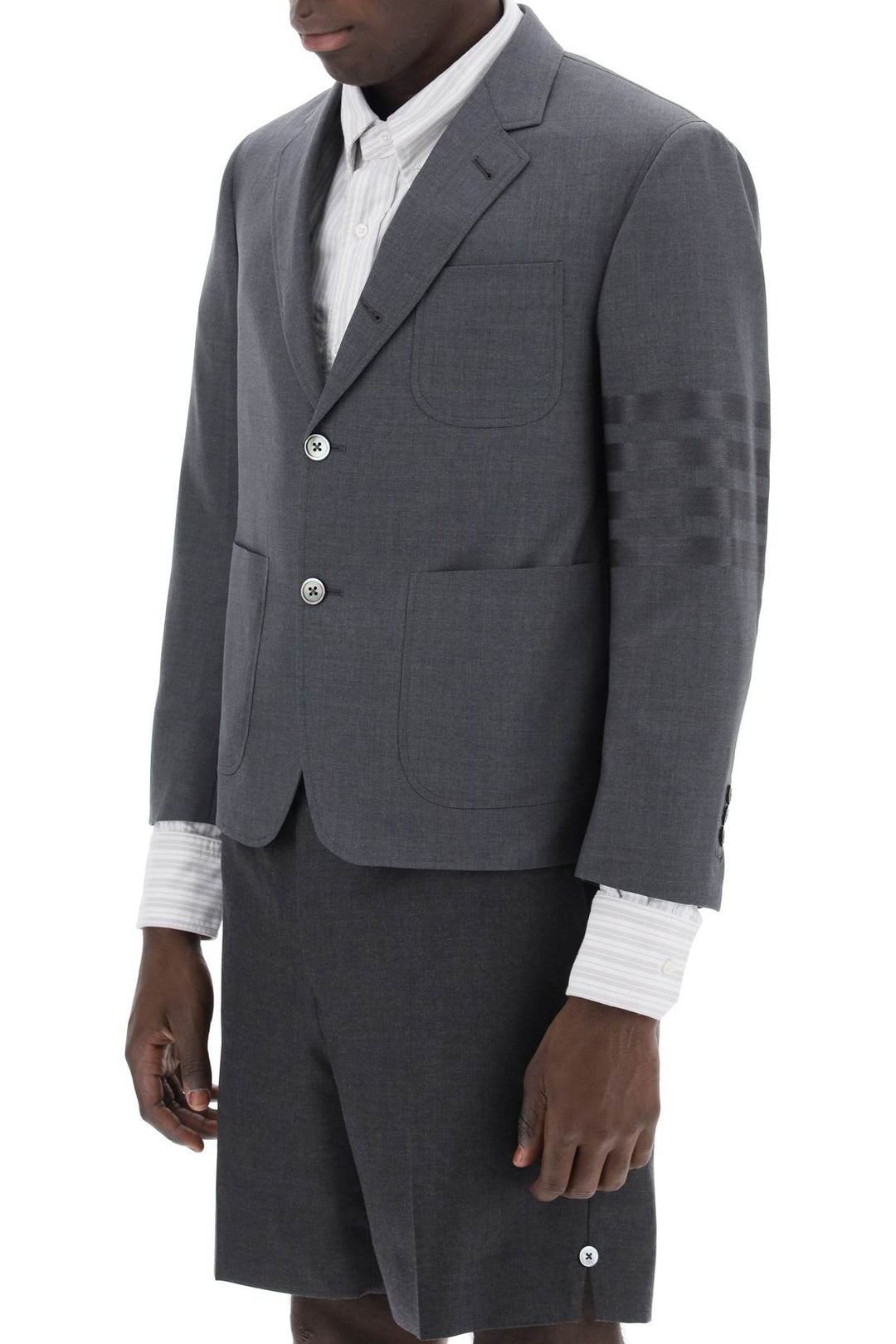 4 Bar Jacket In Light Wool - Thom Browne - Men