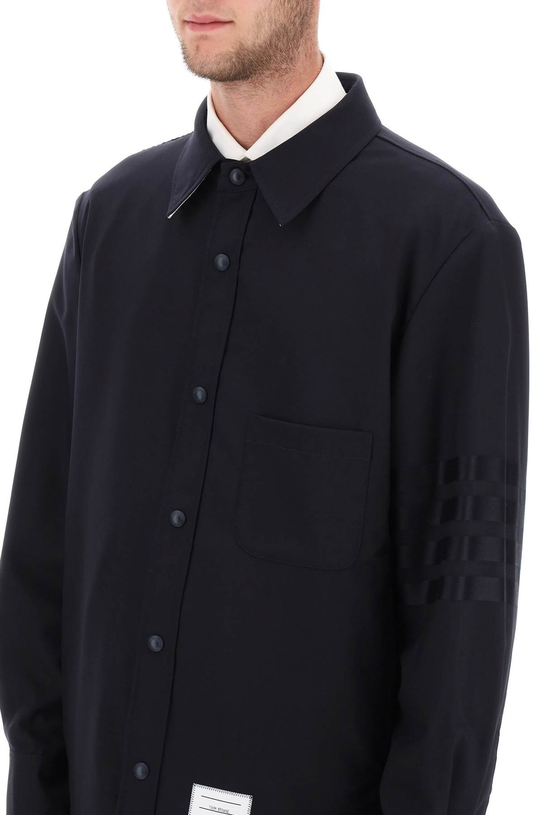 4 Bar Shirt In Light Wool - Thom Browne - Men