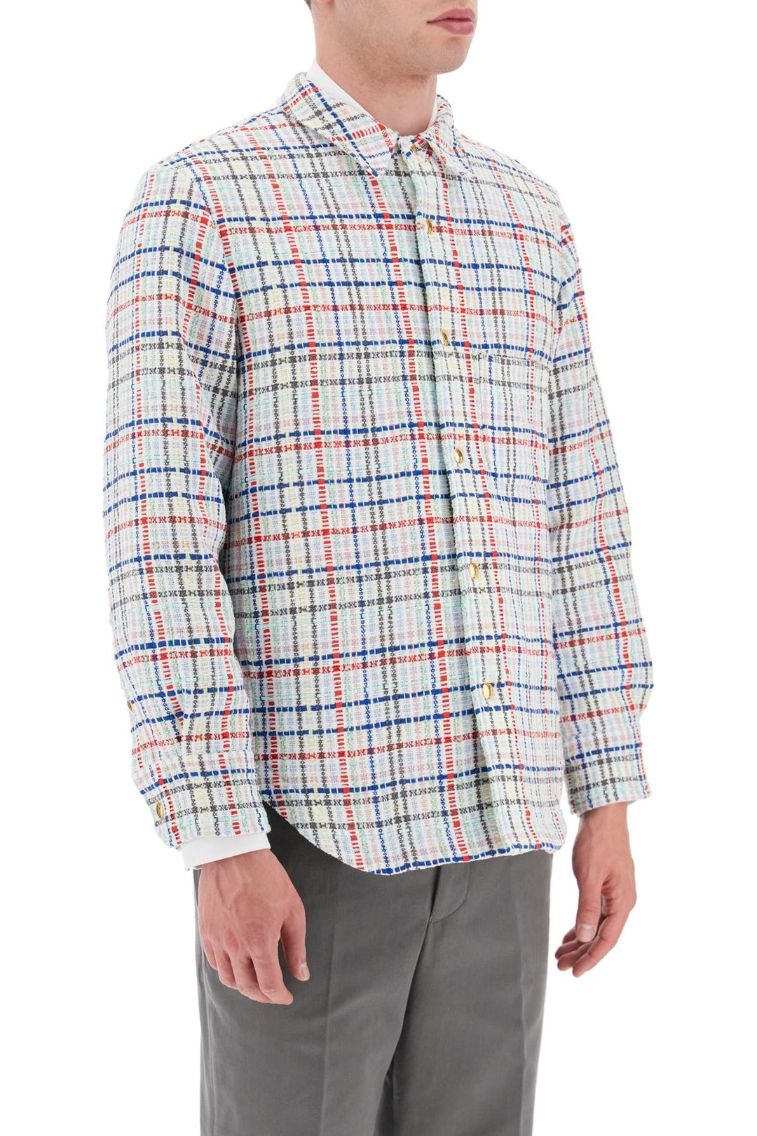 Multicolor Gingham Tweed Shirt Jacket - Thom Browne - Men