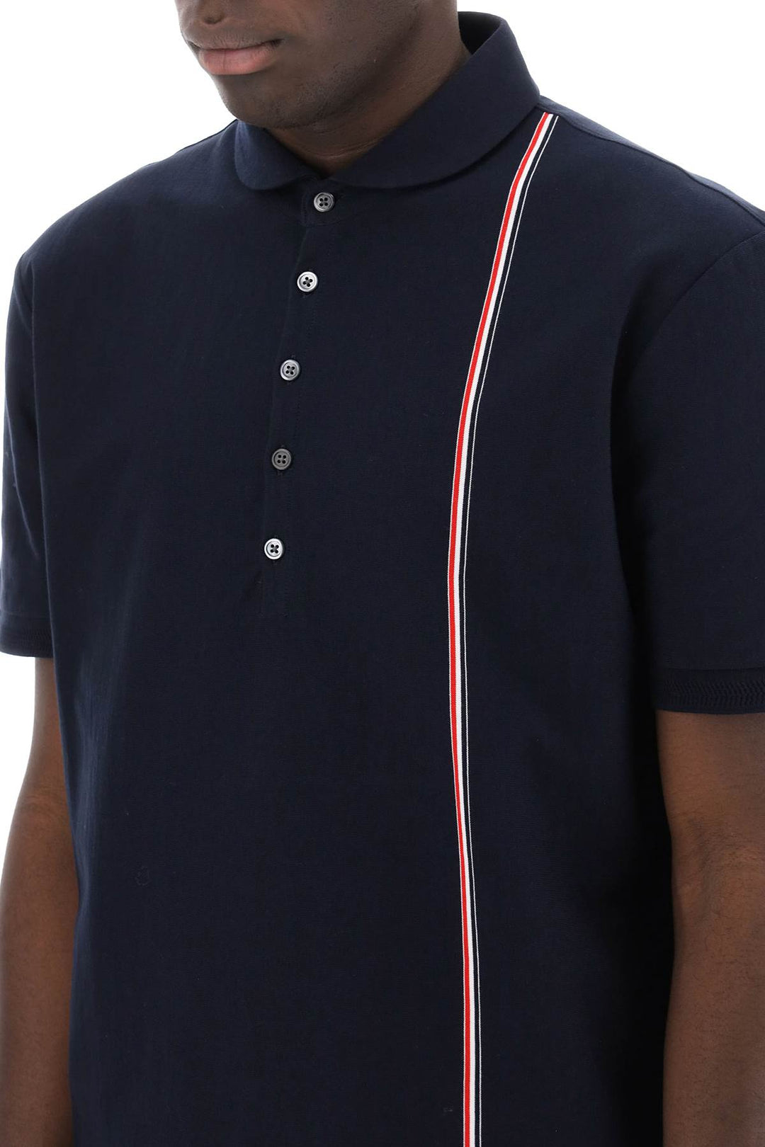 Polo Shirt With Tricolor Intarsia - Thom Browne - Men