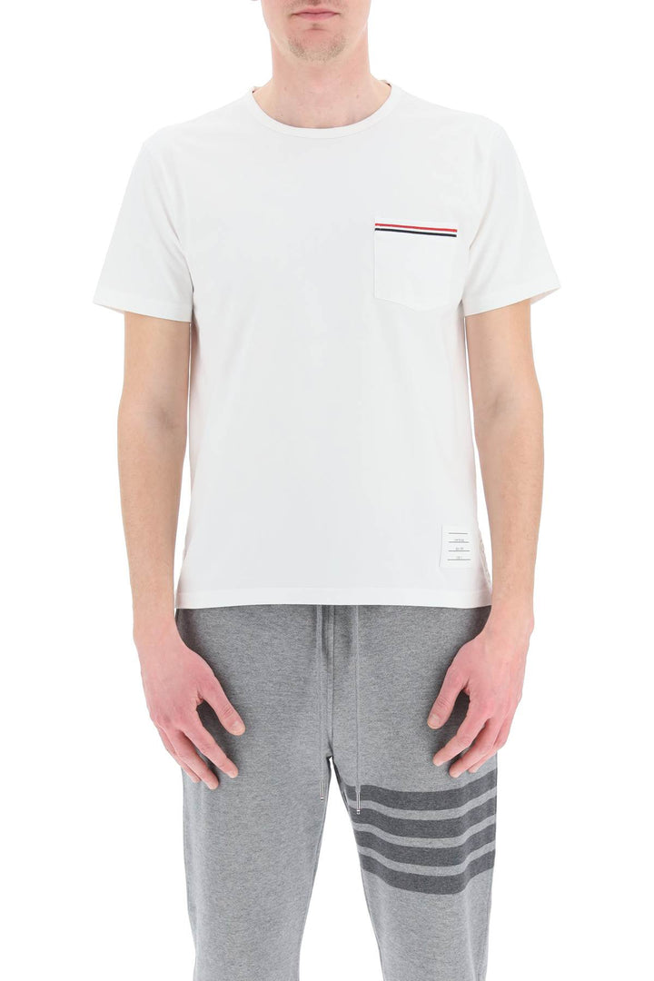 T Shirt With Tricolor Pocket - Thom Browne - Men