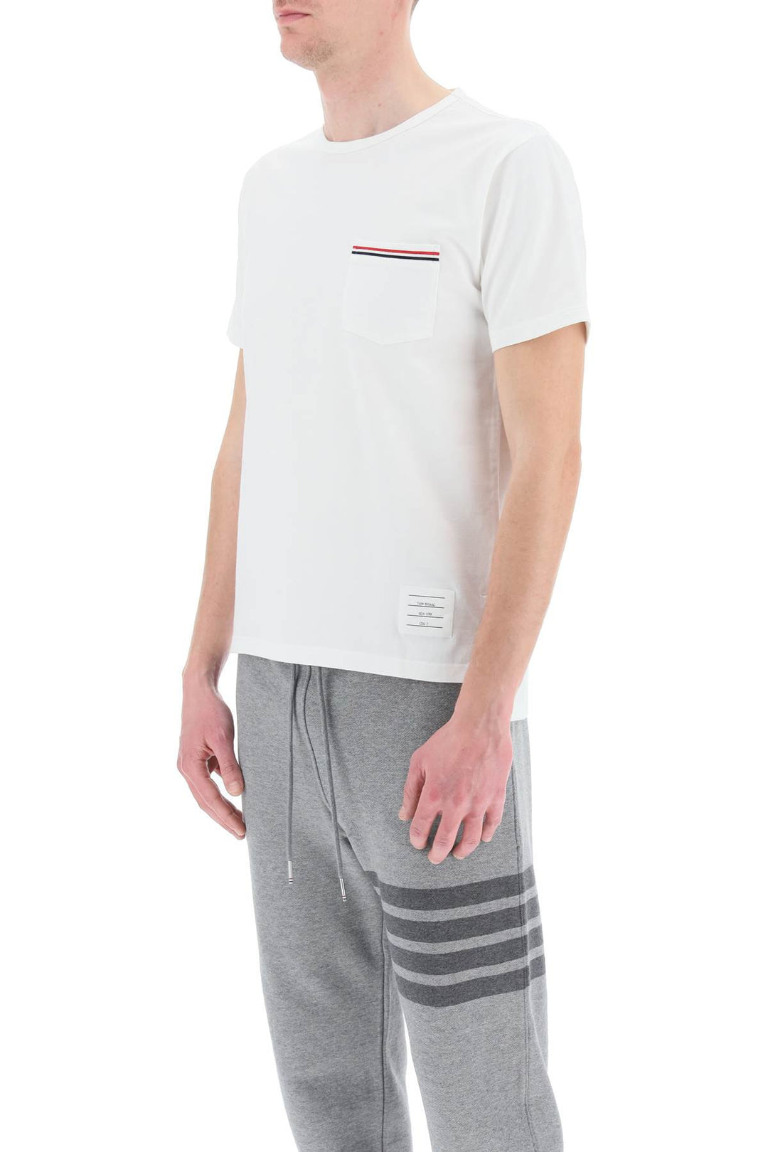 T Shirt With Tricolor Pocket - Thom Browne - Men