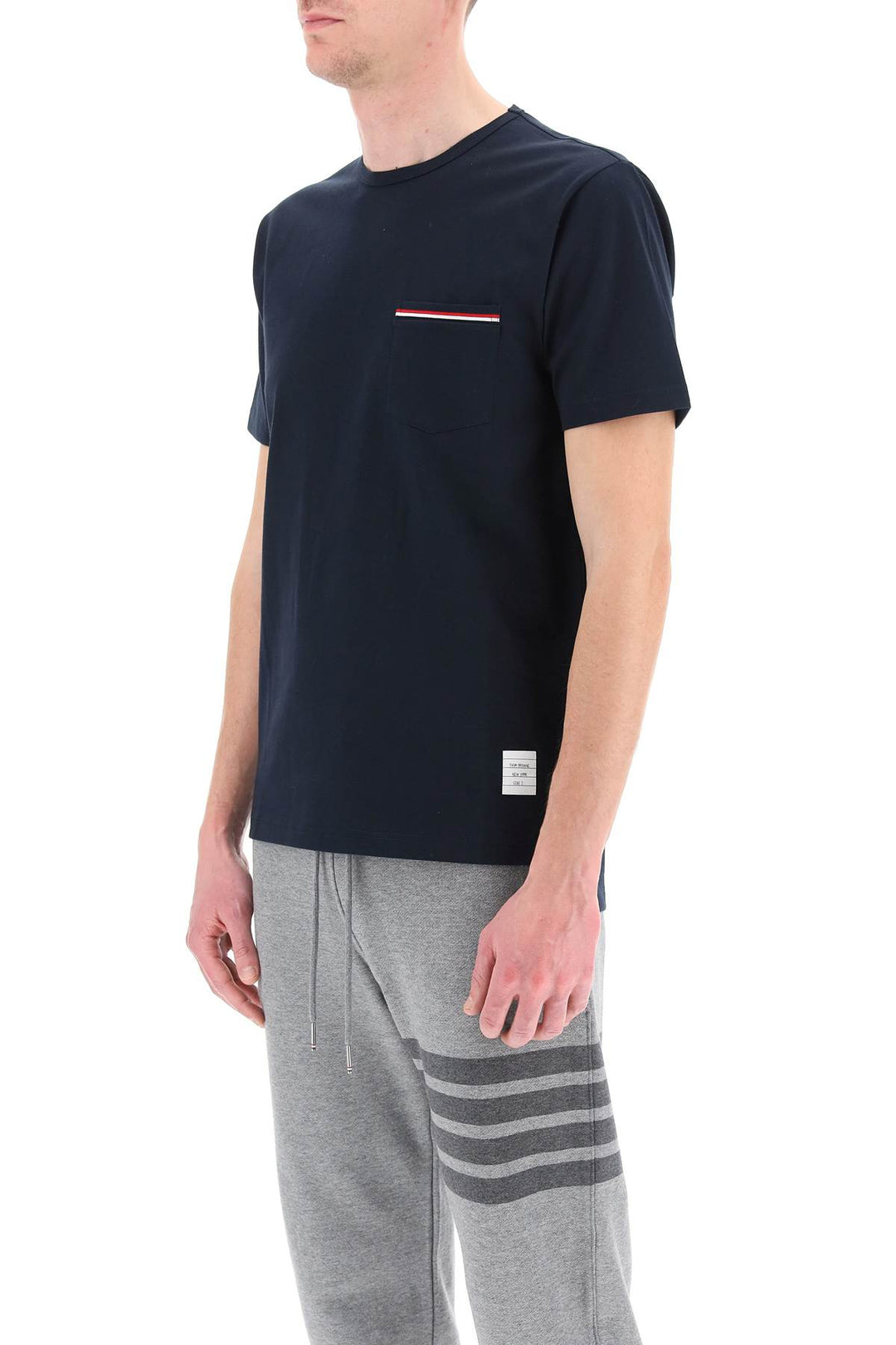 T Shirt With Tricolor Pocket - Thom Browne - Men