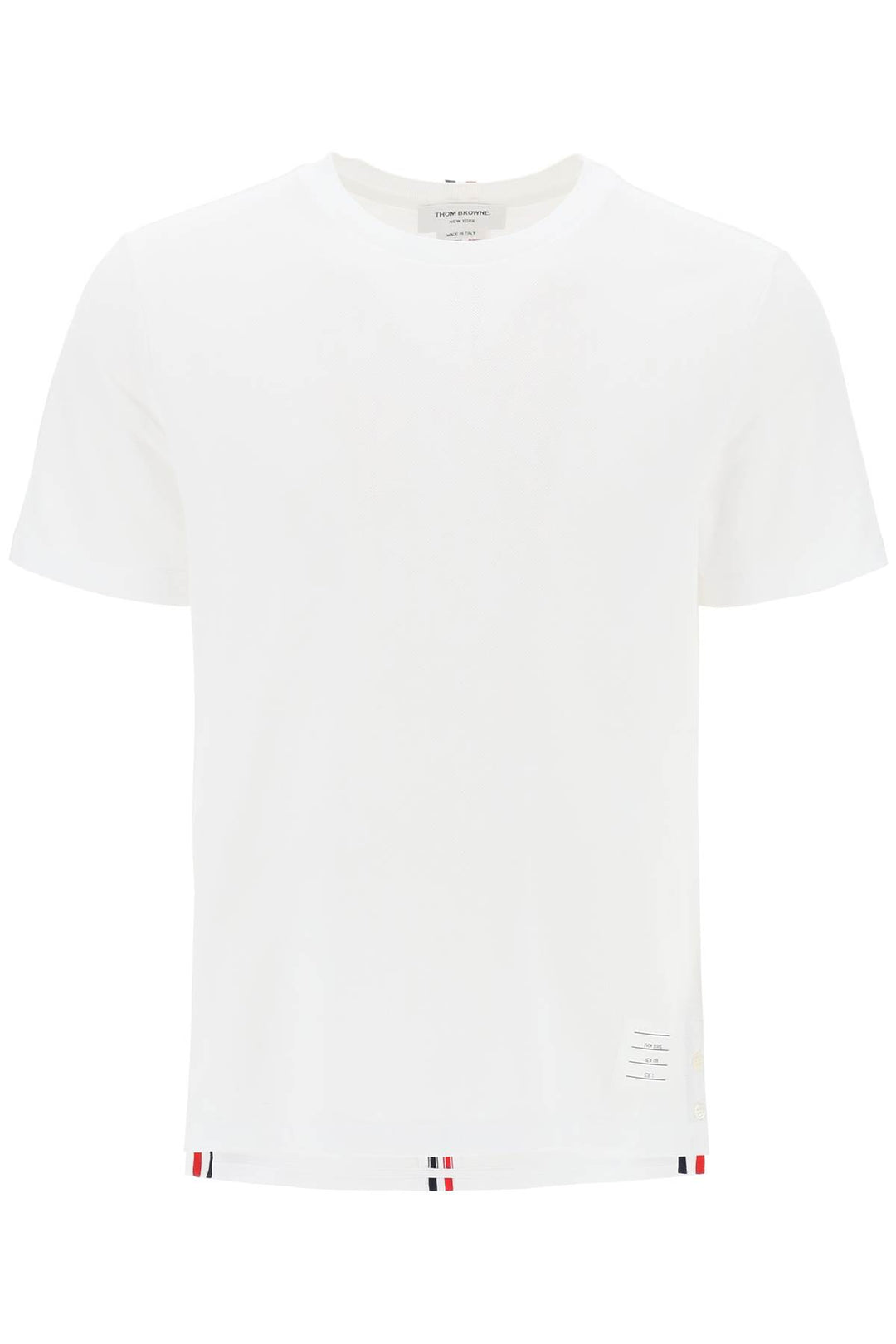 Piqué T Shirt With Rwb Stripe - Thom Browne - Men